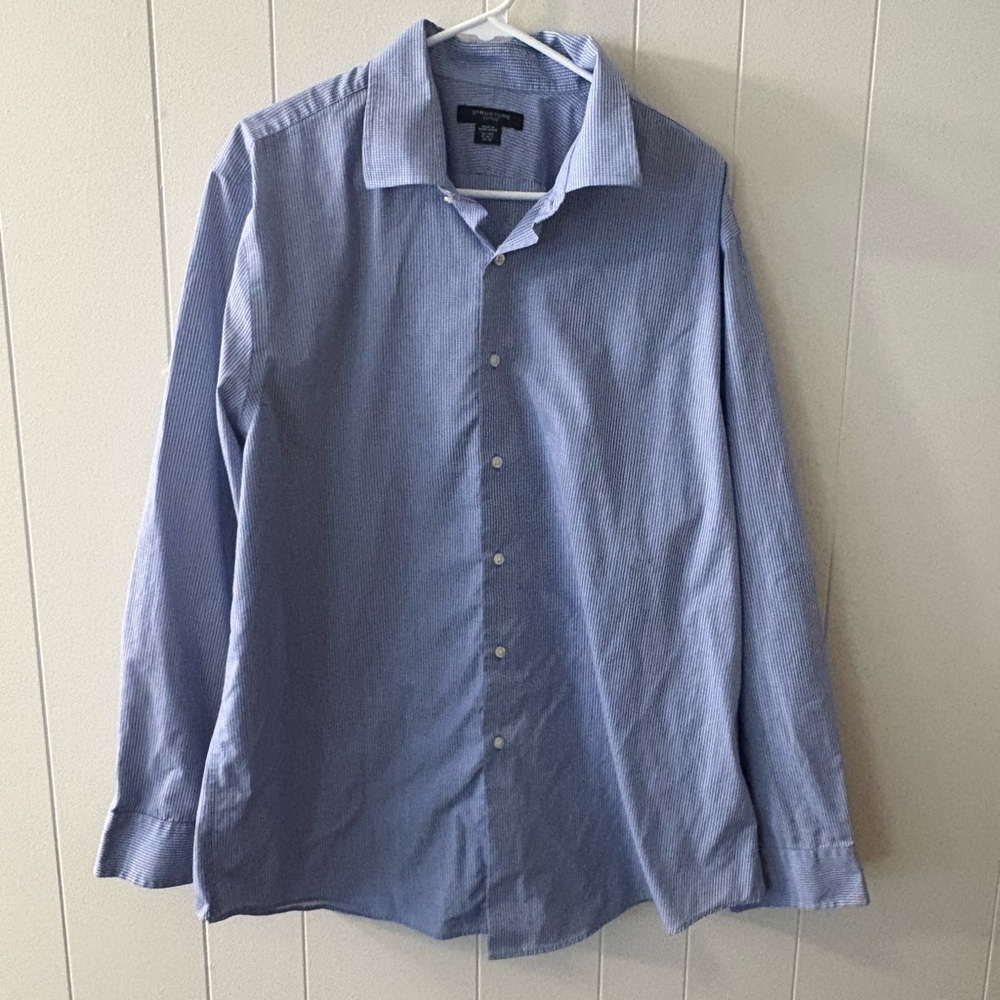 Structure Blue Dress Shirt Long-Sleeved Mens 2XL work top business casual